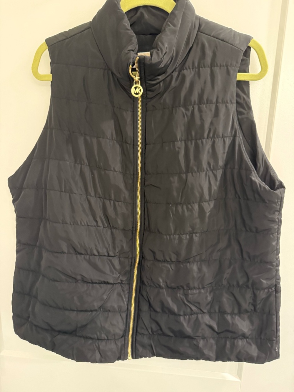 Michael Kors, Like New, Black Puffer Vest, Signature Zipper down the Front, 1X,